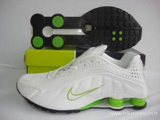 Nike Shox R4 Mens Blanc Vert